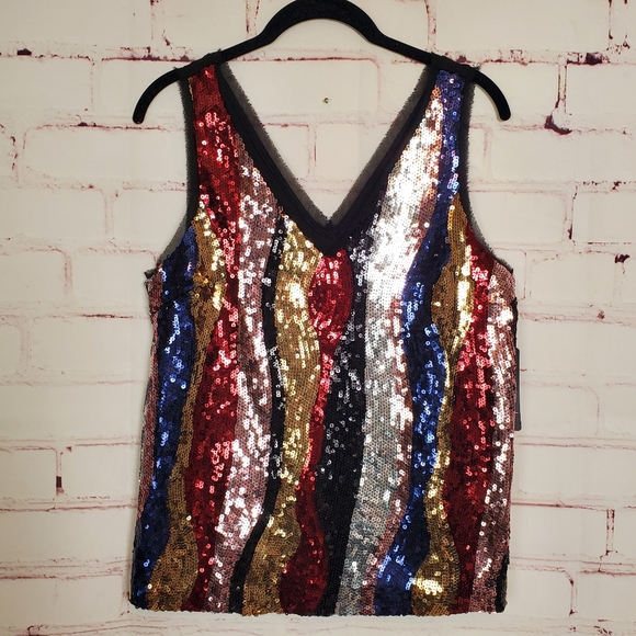 RACHEL Rachel Roy Veda Sequins Top Size M - Picture 2 of 7
